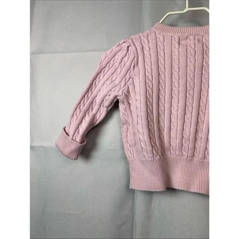 Ralph Lauren baby pink cotton cable cardigan sweater size 9 months
